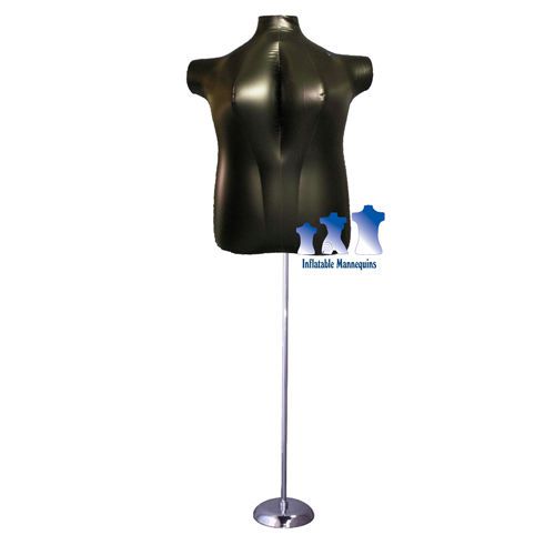 Inflatable Female Torso, Plus Size 2X, Black and MS1 Stand