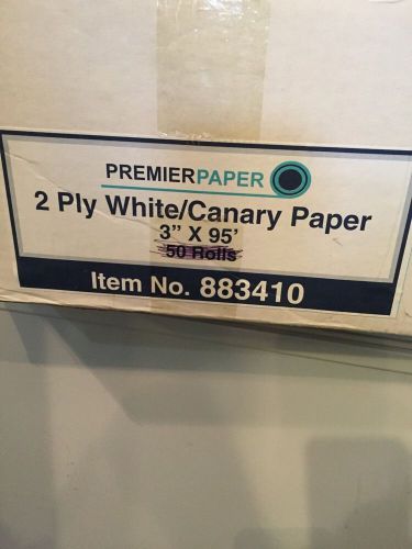 Premier Paper 2 Ply White/canary Paper 3&#034;x95&#039; Item No. 883410 Qty 20 Rolls