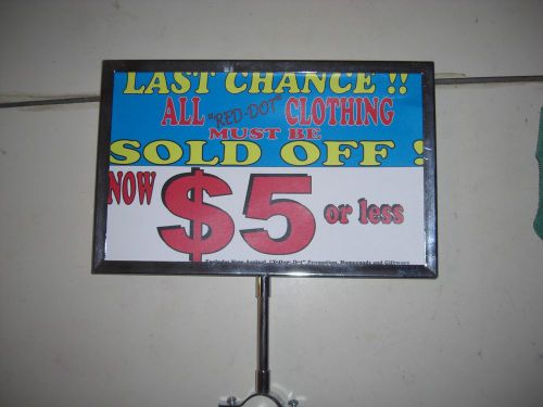 Metal frame display sale signs, retail store advertisement for sale