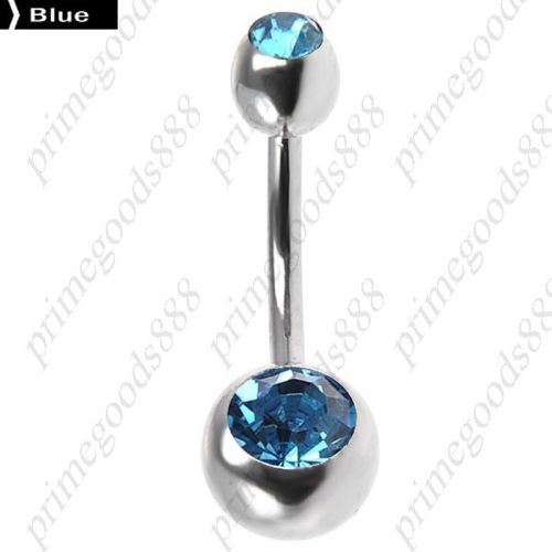 Rhinestones Belly Button Ring Jewelry Lady Girl Piercing Body Art Barbell Blue