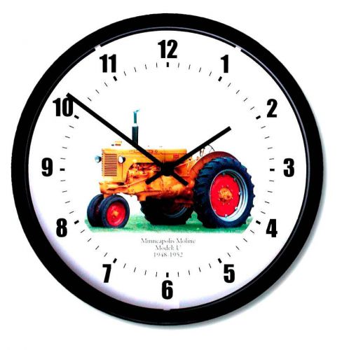 New MINNEAPOLIS MOLINE Model U Tractor Wall Clock 10&#034; Round Years: 1948-1952