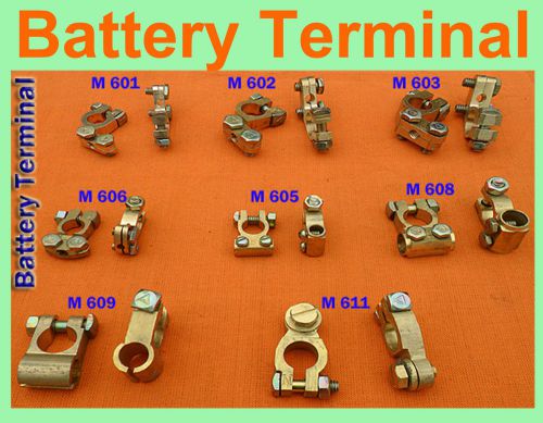 CAR BATTERY TERMINAL SOLID POST ADAPTER BRASS CLAMPS 6 V 12 V POSITIVE NEGATIVE