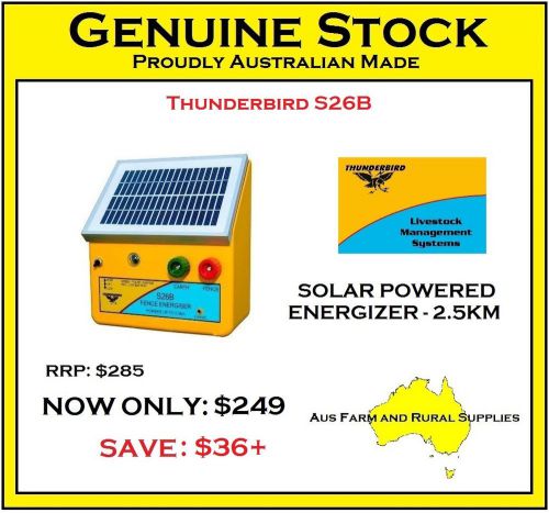 Electric Fence Energizer Solar 2.5km Thunderbird S26B