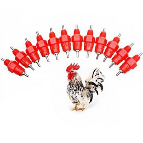 New 10pcs/set red chicken duck hen screw in poultry water nipple drinker for sale