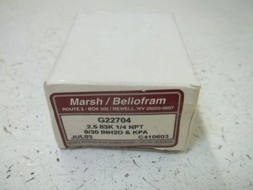 MARSH/BELLOFRAM G22704 GAUGE 0-30PSI 1/4NPT *NEW IN A BOX*