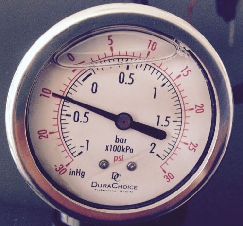 2-1/2&#034; liquid filled pressure gauges - center back mount 30psi dura choice for sale