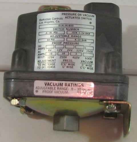 Barksdale Pressure or Vacuum Actuated Switch, D1H-H18SS