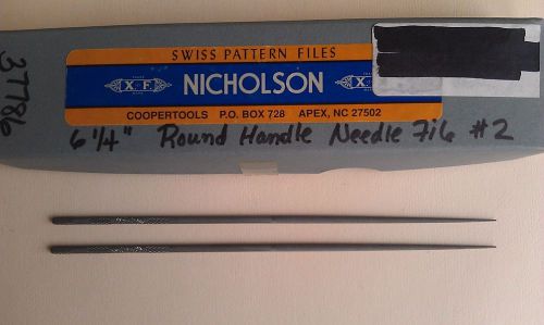 Nicholson #37786 - 6-1/4&#034; XF #2 Round Handle Round File, Lot/2, Swiss Made