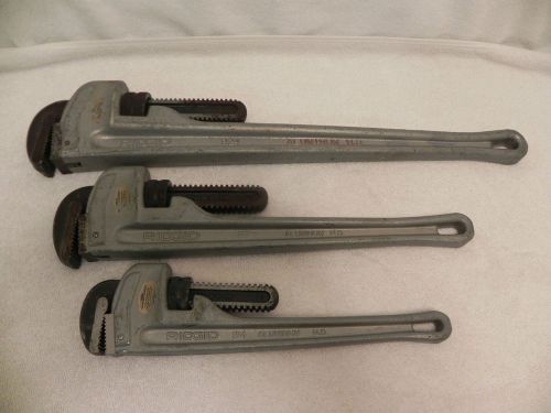3 Ridgid Elyria Ohio Aluminum HD Pipe Wrenches Models 814, 818, 824