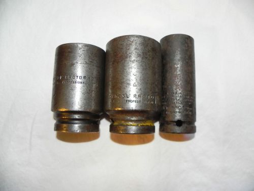 3 used proto usa impact sockets 07517lt, 07521l, 07523l for sale