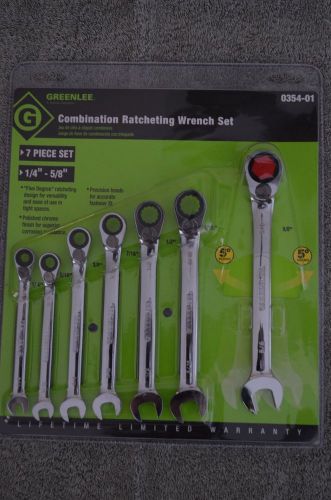 Greenlee 0354-01 Combination Ratcheting Wrench Set, Standard, 7-Piece New