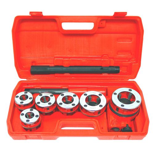 New ratchet pipe threader kit set ratcheting w/5 dies and case gas free shipping for sale