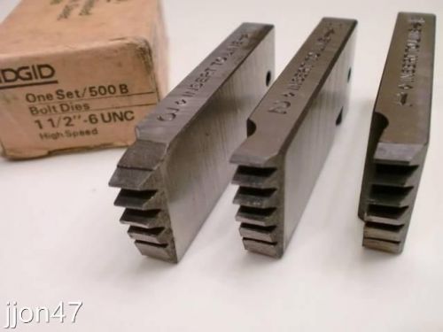 3 bolt dies (#s 1,2,3) ridgid 500b 48975 lh 1-1/2-6 unc hs left hand new #3 chip for sale