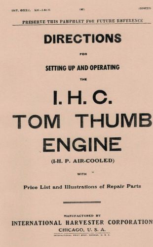 International Tom Thumb Engine 1 H.P Air-Cooled Gas Engine Motor Book