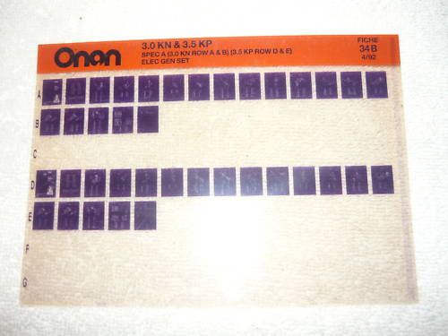 Onan 3.0kn 3.5km spec a genset parts manual microfiche for sale