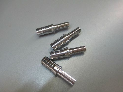 (4) 1/4&#034;x 3/8&#034; barb splicers. stainless steel fittings for sale