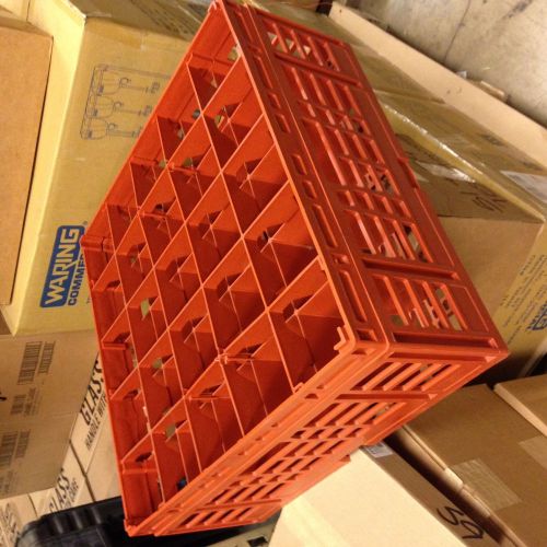 2 Carlisle Red 25 Compartment Glass Racks with 1 Extender 7&#034; Tall