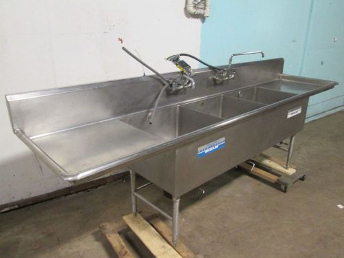 Heavy duty commercial stainless steel 3 compartments 126&#034;w kitchen sink w/faucet for sale