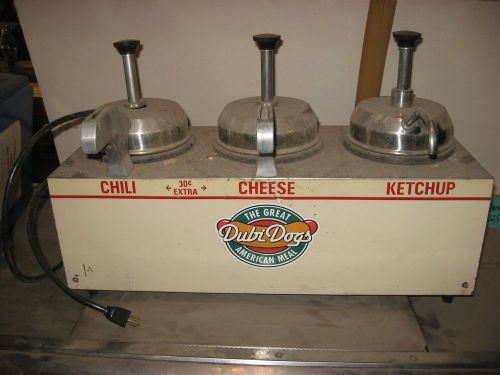 DUBI DOGS CHILI CHEESE KETCHUP HEATED DISPENSER FOR HOT DOGS SERVER PRODUCTS