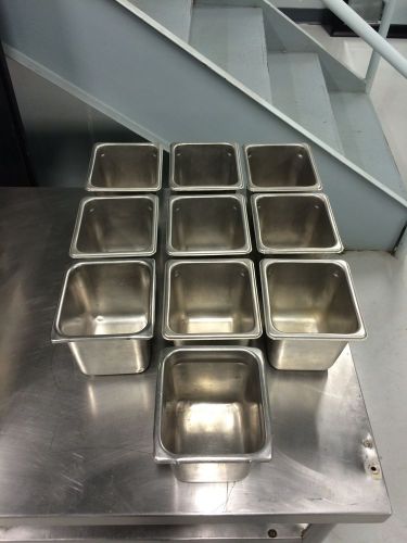 (10) 1/6 100% Stainless Steel Steam Table Pans 6 Inch Deep