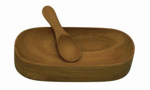 Be Home Oval Teak Salt and Pepper Cellar with Spoon
