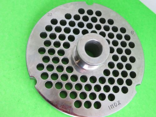 #32 x 1/4&#034; meat grinder plate  w/ hub  stainless fits hobart tor-rey lem &amp; more for sale