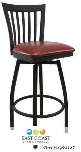 New gladiator full vertical back metal swivel bar stool with wine vinyl seat for sale