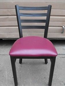 Black metal restaurant chair burgundy vinyl seat ladder for sale
