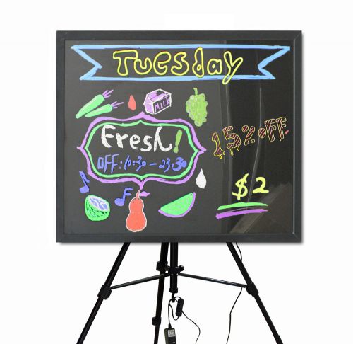 Led light-up dry erase message writing menu board &amp; neon sign 27&#034; x 23&#034; for sale