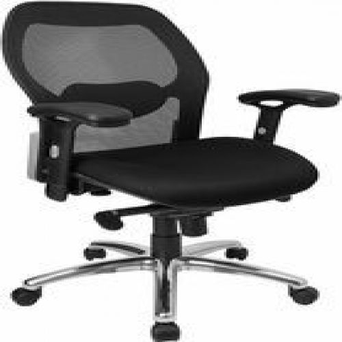 Flash Furniture LF-W42-GG Mid-Back Super Mesh Office Chair with Black Fabric Sea