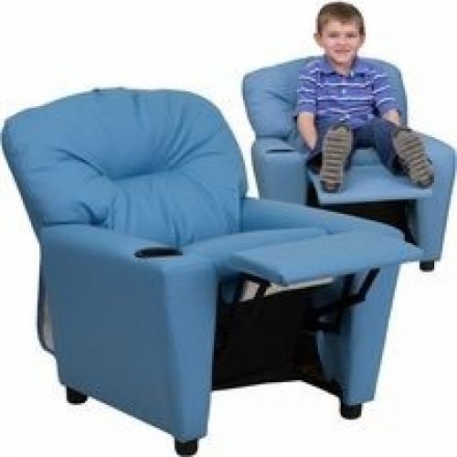 Flash Furniture BT-7950-KID-LTBLUE-GG Contemporary Light Blue Vinyl Kids Recline
