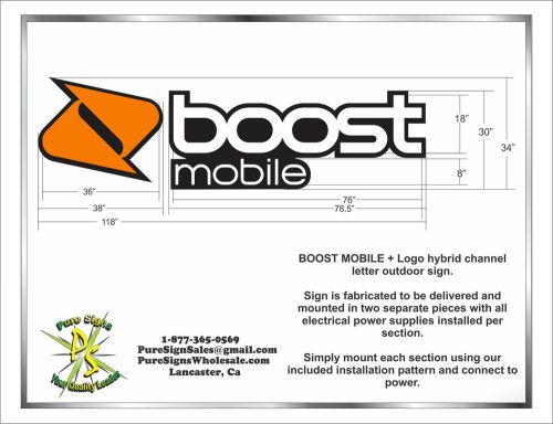 Cyber Monday BOOST MOBILE &amp; LOGO 34 x 118&#034; LED Channel Letters, Standard