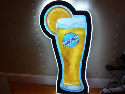 Bluemoon Blue Moon beer Ceramic LED sign Pub Light-Bar Man Cave-12.5&#034;Wx 26&#034;Tx1&#034;D