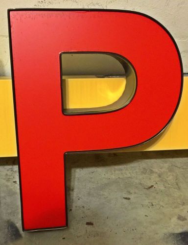 LARGE RED LED CHANNEL LETTER &#034;P&#034; INDOOR/OUTDOOR STORE FRONT SIGN WALL ART