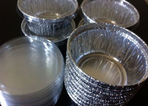 100 aluminum foil muffin cupcake ramekin 4oz cups with lids disposable for sale
