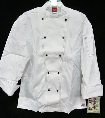 Dickies Executive Chef Coat Black Stitch Trim 48 New