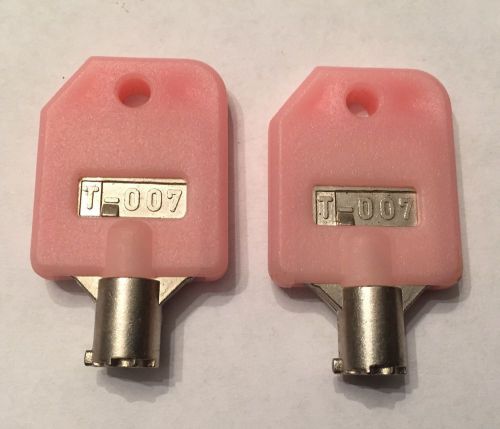 Lot of 2 Pink T-007 T007 Vending Machine Keys
