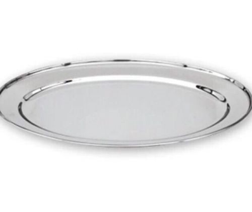 2 X S/S SERVING  Platter / 20cm  Stainless Steel, Oval with Rolled Edge
