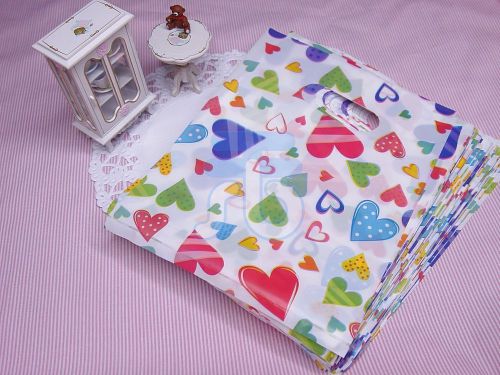 Wholesale Lot of 100 Heart Pattern Plastic Retail SHOPPING BAGS 13x17cm