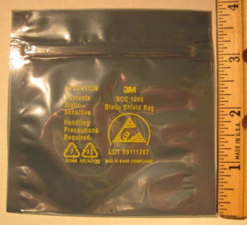 3M ESD SCC 1000 Static Shielding Bags 30033, 3&#034; x 3&#034;, Zip-Top 100 Per Pack