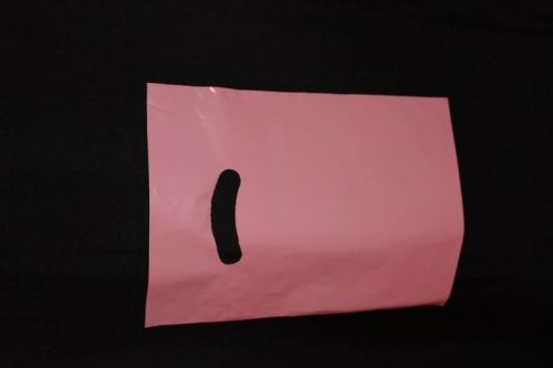 100 Pcs. 9x12 Plastic Merchandise Bags Flat Super Gloss Dusty Rose Handles