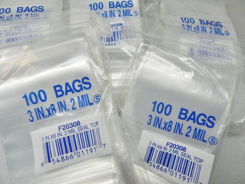 3&#034; x 8&#034; zip lock bags reclosable clear bags poly 2mil 3x8 zip lock bag 1,000 pcs for sale