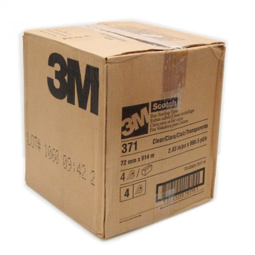 New 4 roll 3m 371 box sealing tape 2.83&#034; x 999yds clear packaging case for sale