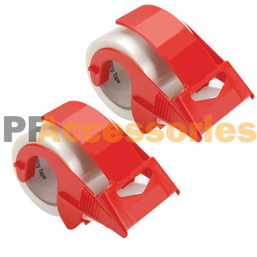 2x 2&#034; Portable Packing Tape Dispenser for Industry Shipping Box 75 FT Clear Tape