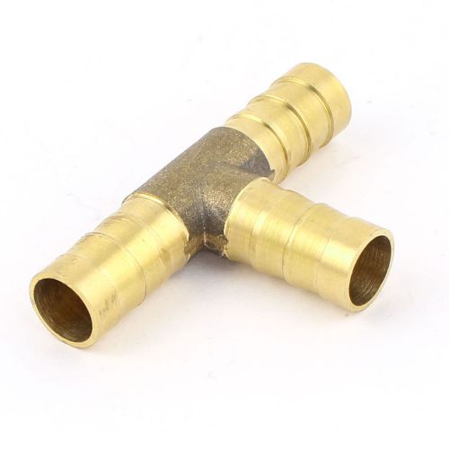 10mm metal tee t type 3-way air water fuel hose joiner adapter brass tone for sale