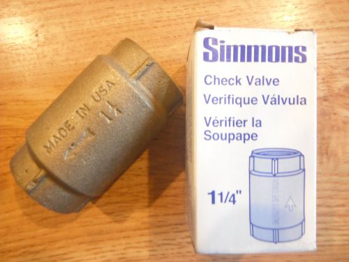 Brass check valve, 1.25&#034; simmons mfg. 504sb lead free - new in box - made in usa for sale
