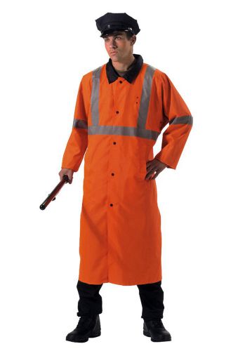 Orange Reversible High Visibility Rain Parka Waterproof Trench Coat Jacket  L
