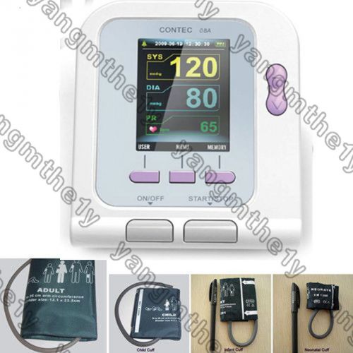 Usa shipping,digital arm blood pressure monitor nibp, pr,free software+ 4 cuffs for sale