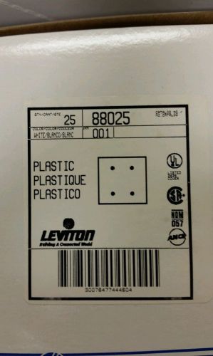 Lot of 74 leviton 88025 wall plate, blank, 2-gang, white, plastic new in box. for sale