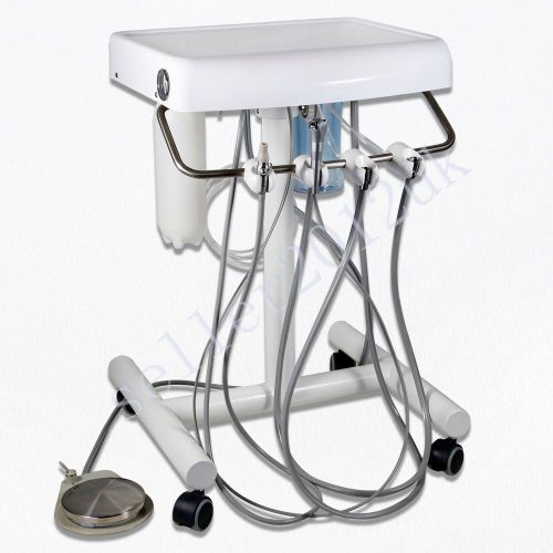 Portable dental delivery mobile cart standard unit w/syringe saliva ejector hose for sale
